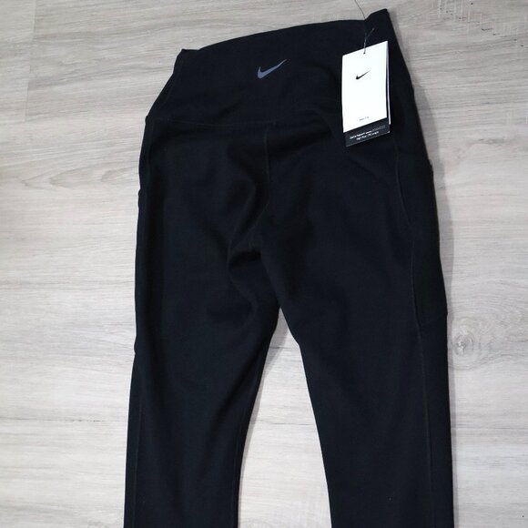 Nike One Women’s High-Waisted 7/8 Leggings Pockets Black - Picture 10 of 13
